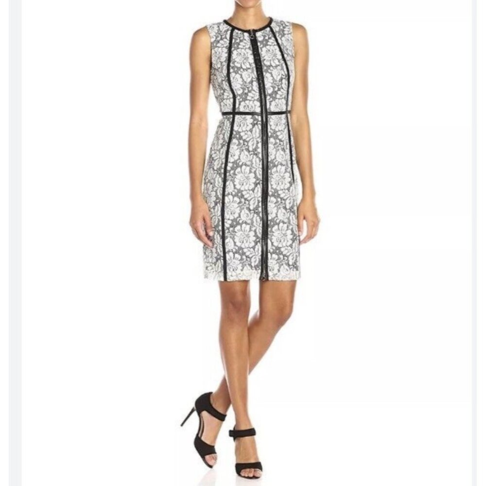 Calvin Klein White Floral Lace Dress 6‎